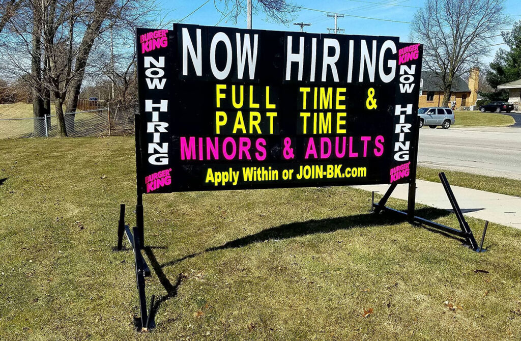 Hiring Black Sign Restaurant