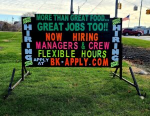 Portable Restaurant Sign for Hiring