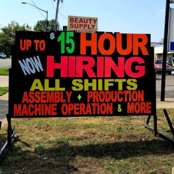 Portable Now Hiring Sign for Restaurant