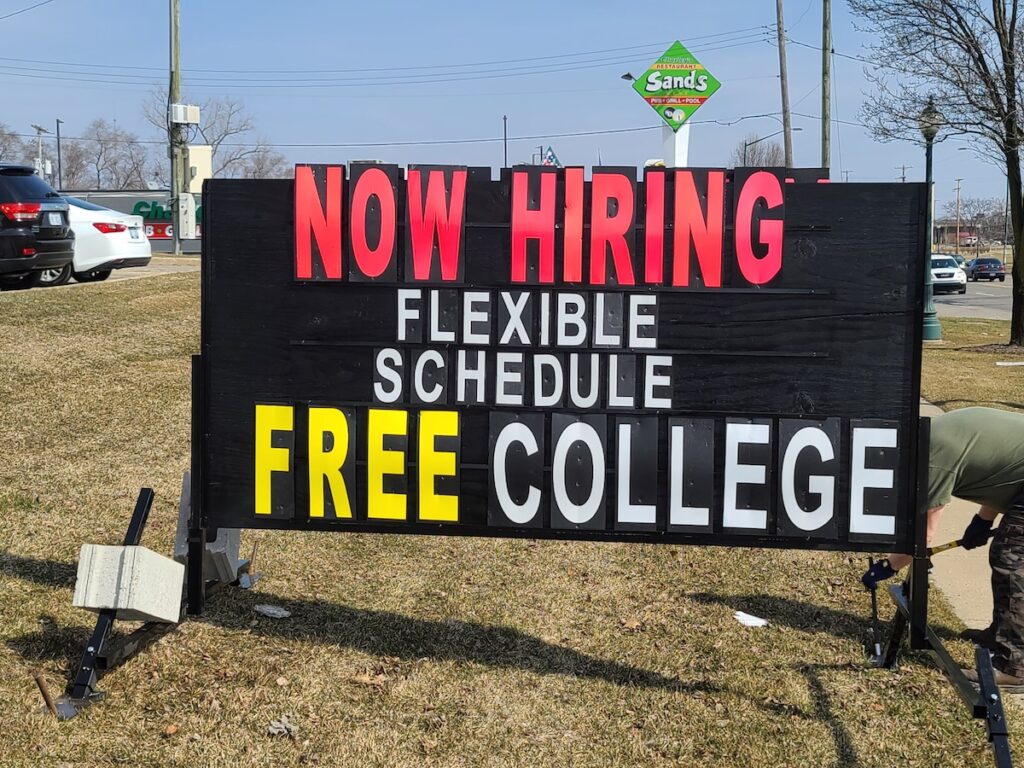 Now Hiring Rental Sign