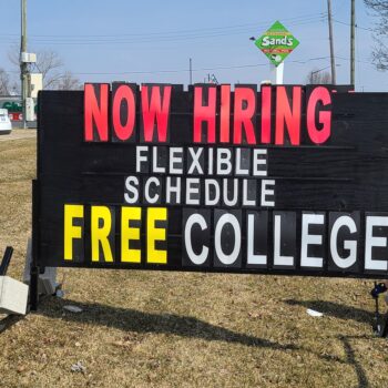 Now Hiring Rental Sign