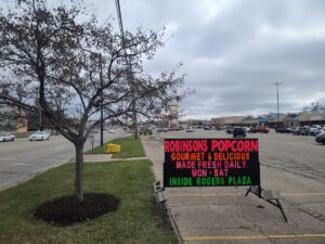 Portable Sign Rental for Popcorn Store