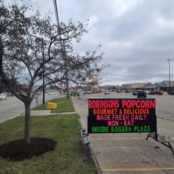 Portable Sign Rental for Popcorn Store