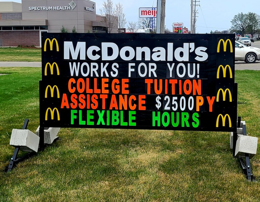 Portable Restaurant Hiring Rental Sign