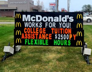 Portable Restaurant Hiring Rental Sign